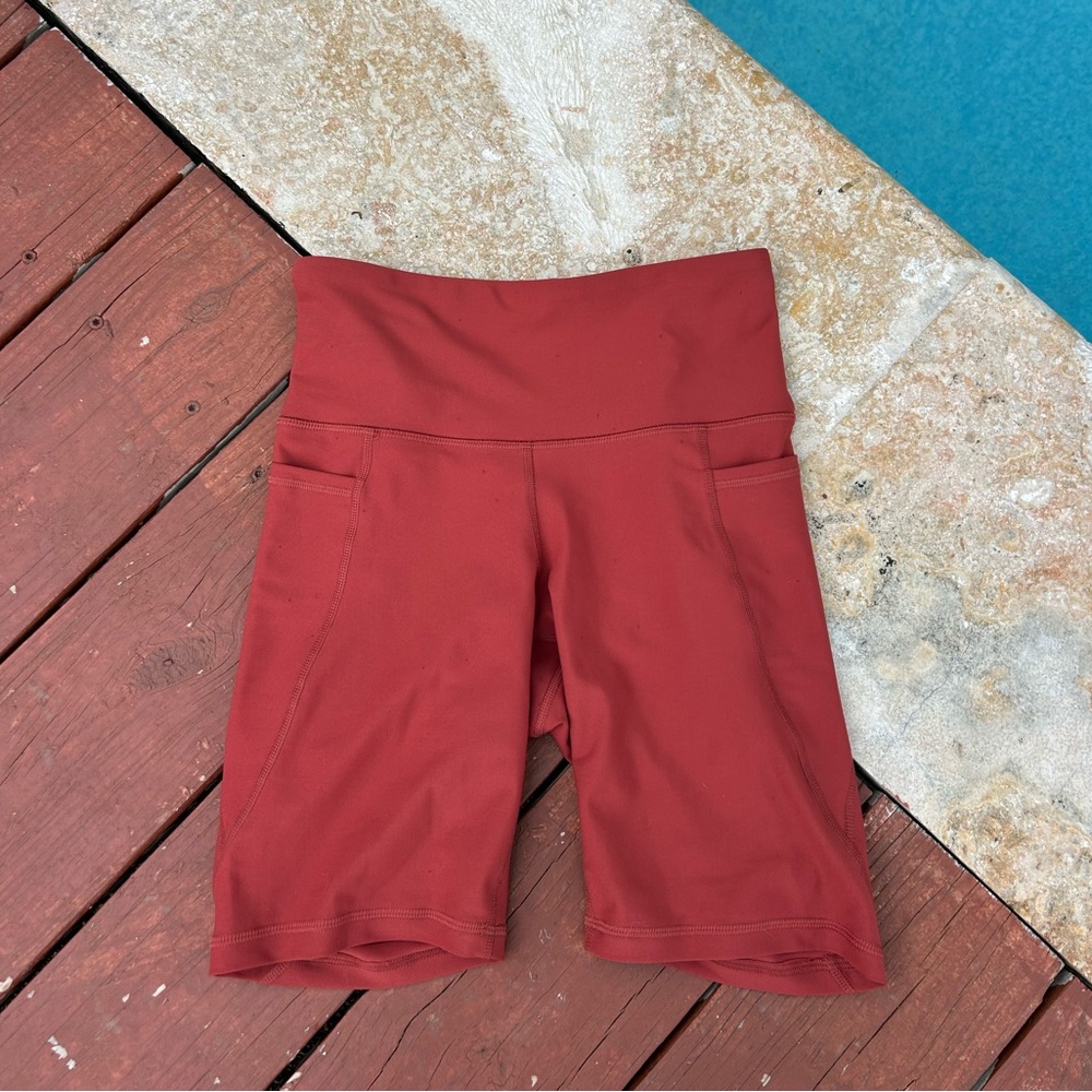 Old Navy Rust Red High-Rise Bike Shorts